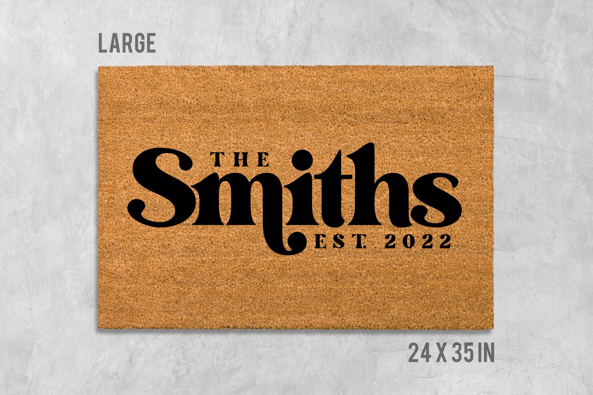 Personalized Doormat, Natural Coir with Family Name (Latex Backing)