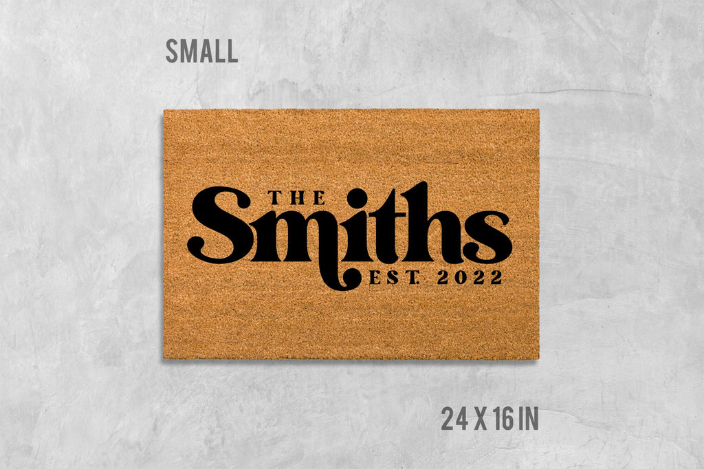 Personalized Doormat, Natural Coir with Family Name (Latex Backing)
