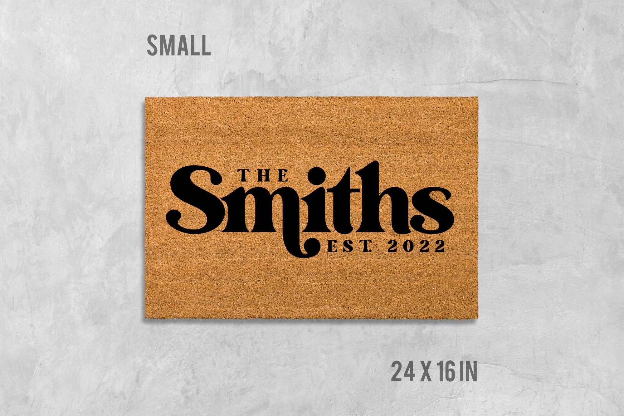 Personalized Doormat, Natural Coir with Family Name (Latex Backing)