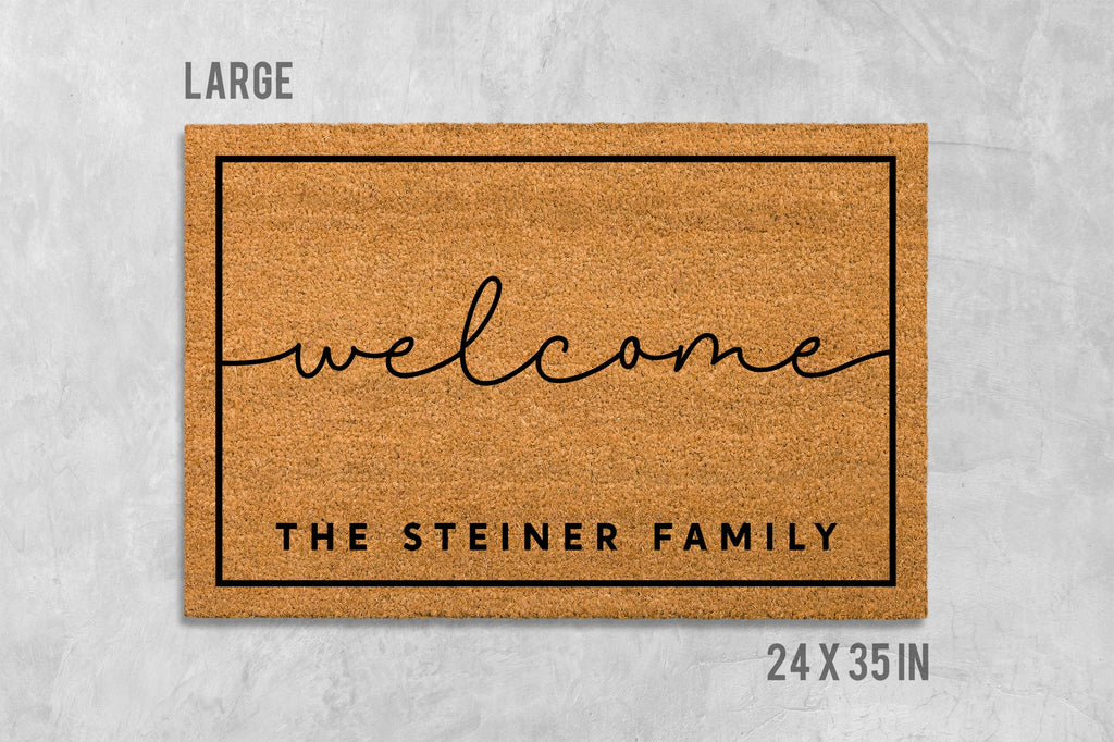 Family Name Doormat, Personalized Coir Welcome Mat (Custom Text)