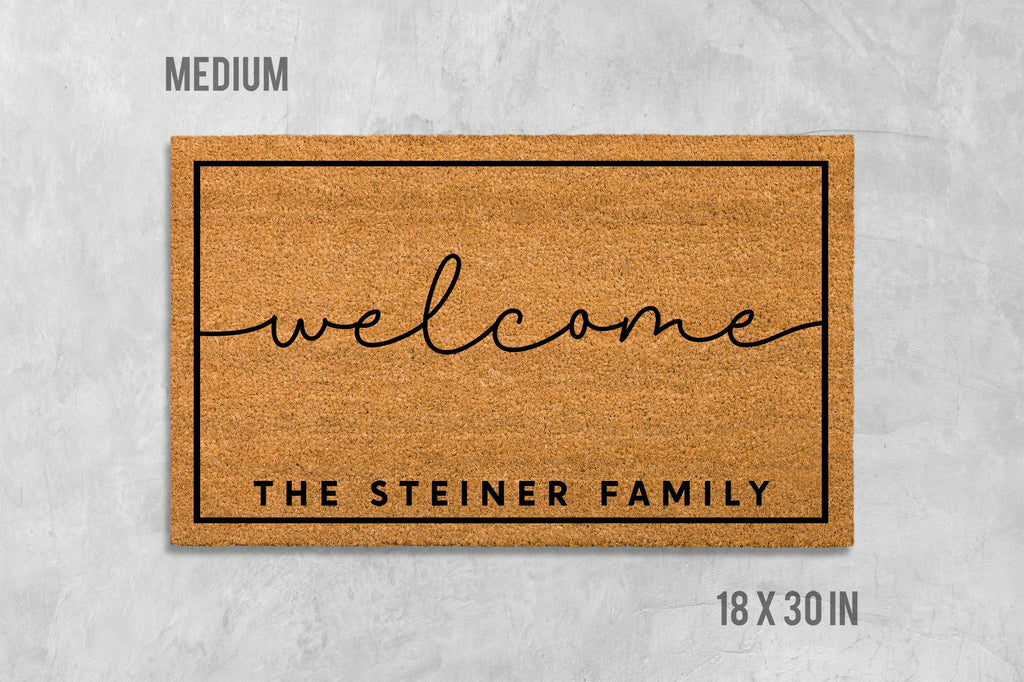 Family Name Doormat, Personalized Coir Welcome Mat (Custom Text)