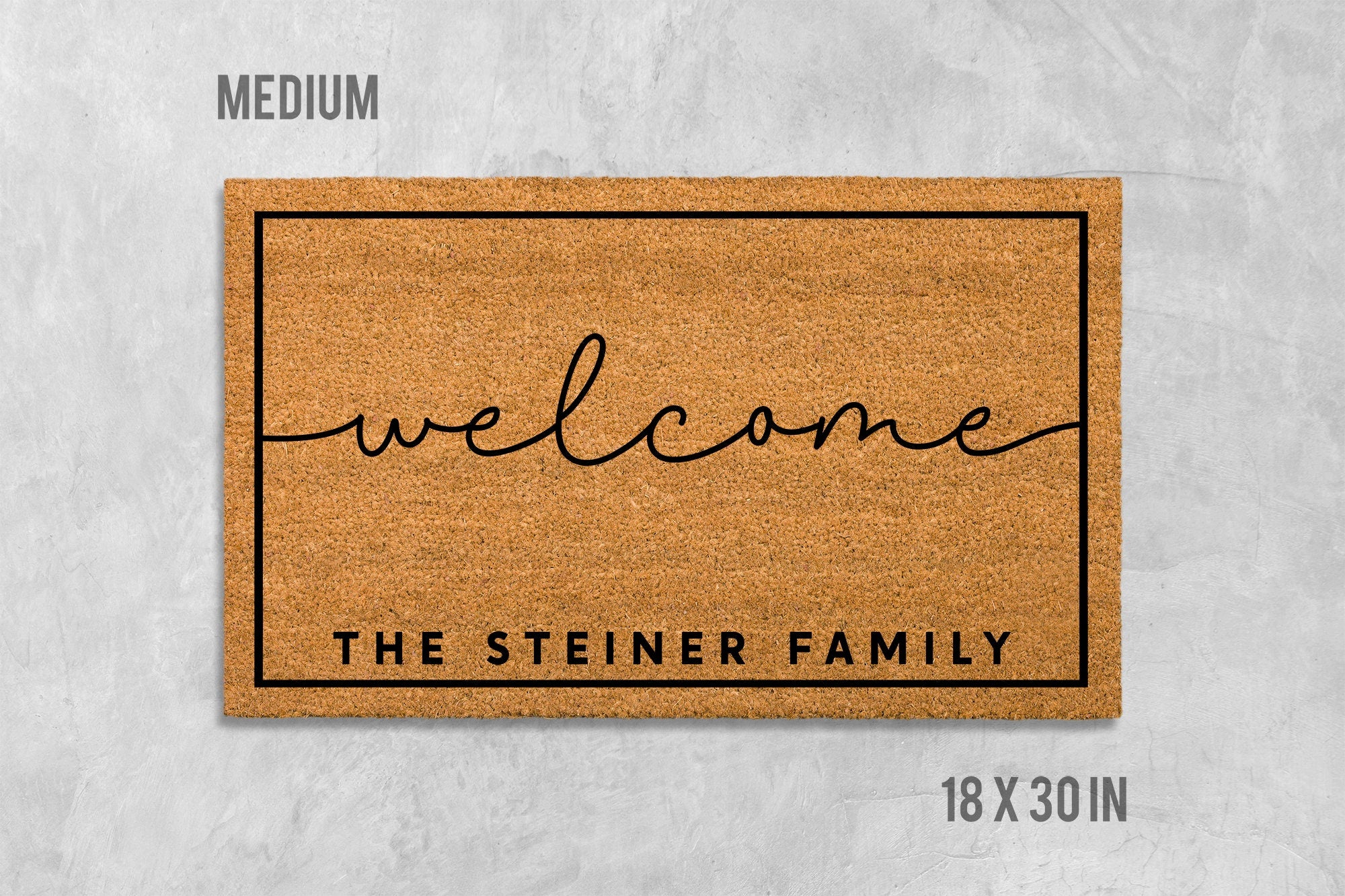 Family Name Doormat, Personalized Coir Welcome Mat (Custom Text)