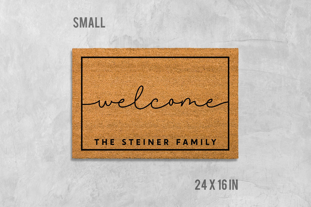 Family Name Doormat, Personalized Coir Welcome Mat (Custom Text)