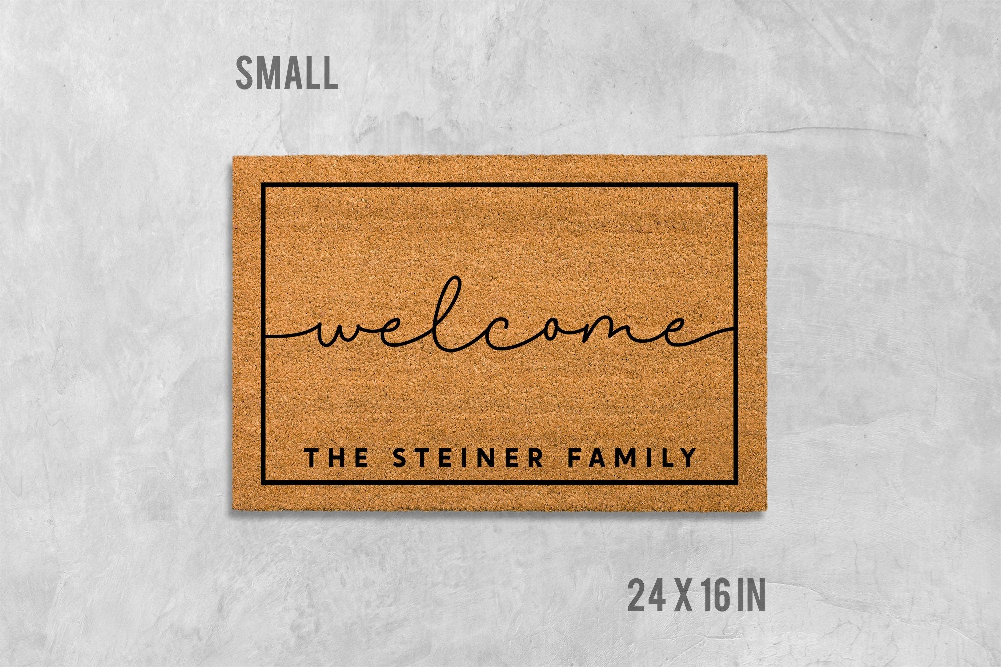 Family Name Doormat, Personalized Coir Welcome Mat (Custom Text)