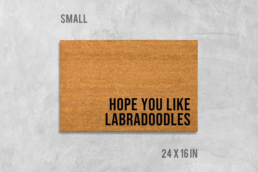 Labradoodle Welcome Mat: Natural Coir Door Rug (Latex Backing)