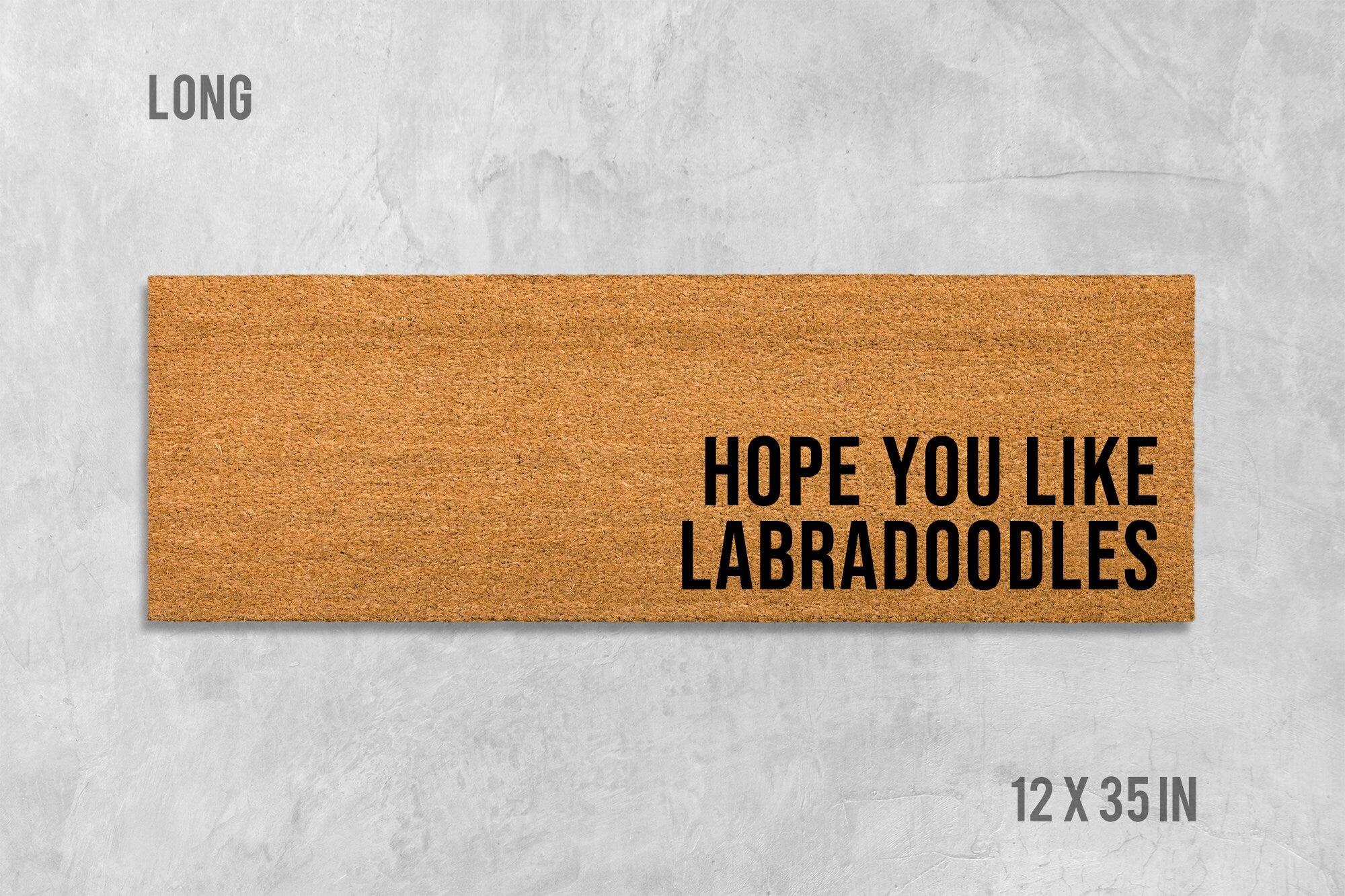 Labradoodle Welcome Mat: Natural Coir Door Rug (Latex Backing)