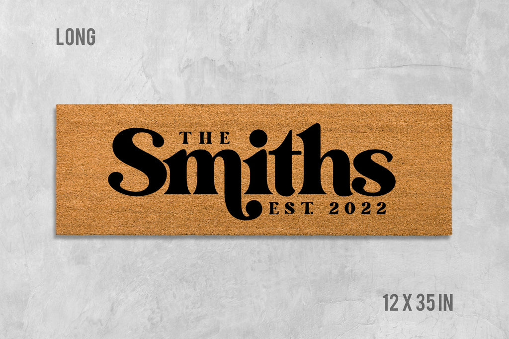 Personalized Doormat, Natural Coir with Family Name (Latex Backing)