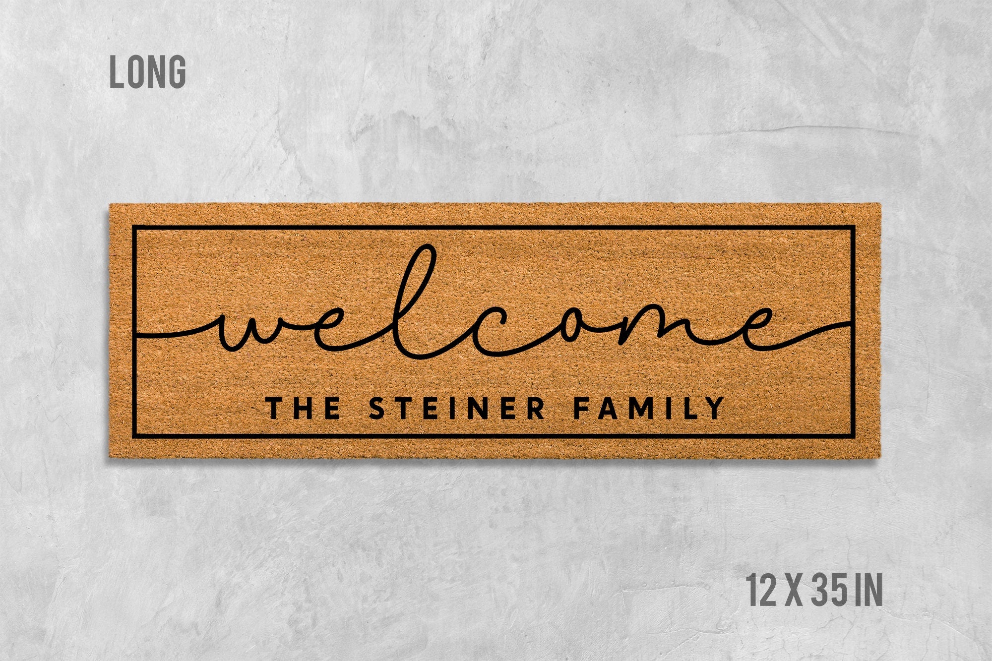 Family Name Doormat, Personalized Coir Welcome Mat (Custom Text)