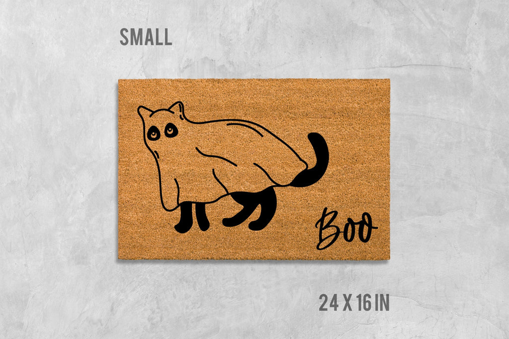 Halloween Doormat: Ghost Cat Design - Funny Fall Door Mat