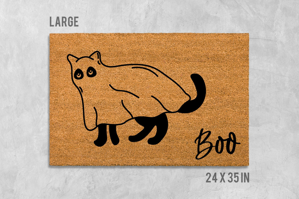 Halloween Doormat: Ghost Cat Design - Funny Fall Door Mat