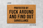 Funny "Protected By Surveillance" Coir Doormat
