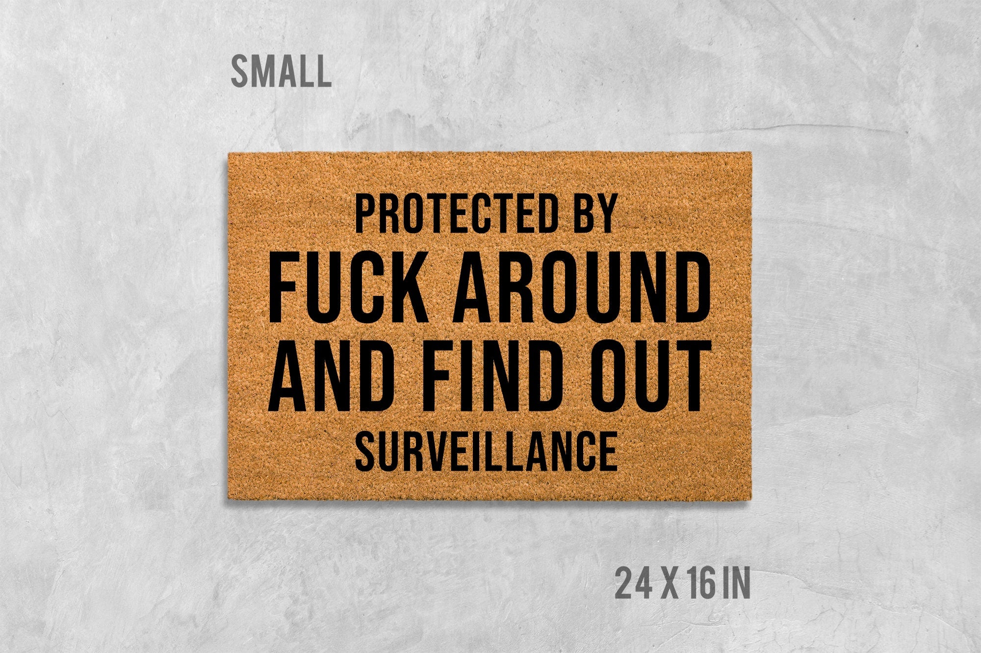 Funny "Protected By Surveillance" Coir Doormat