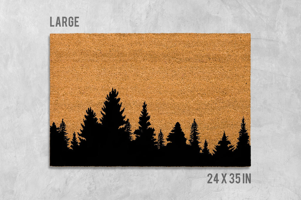 Doormat with Tree Line Design: Natural Coir - Latex Backing