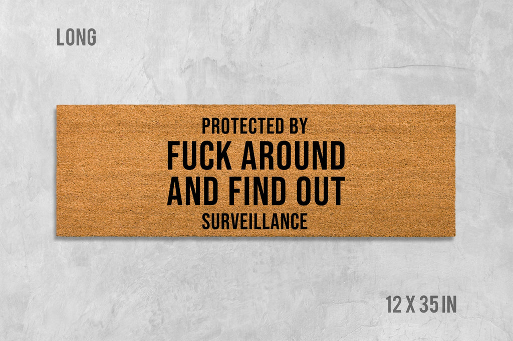 Funny "Protected By Surveillance" Coir Doormat