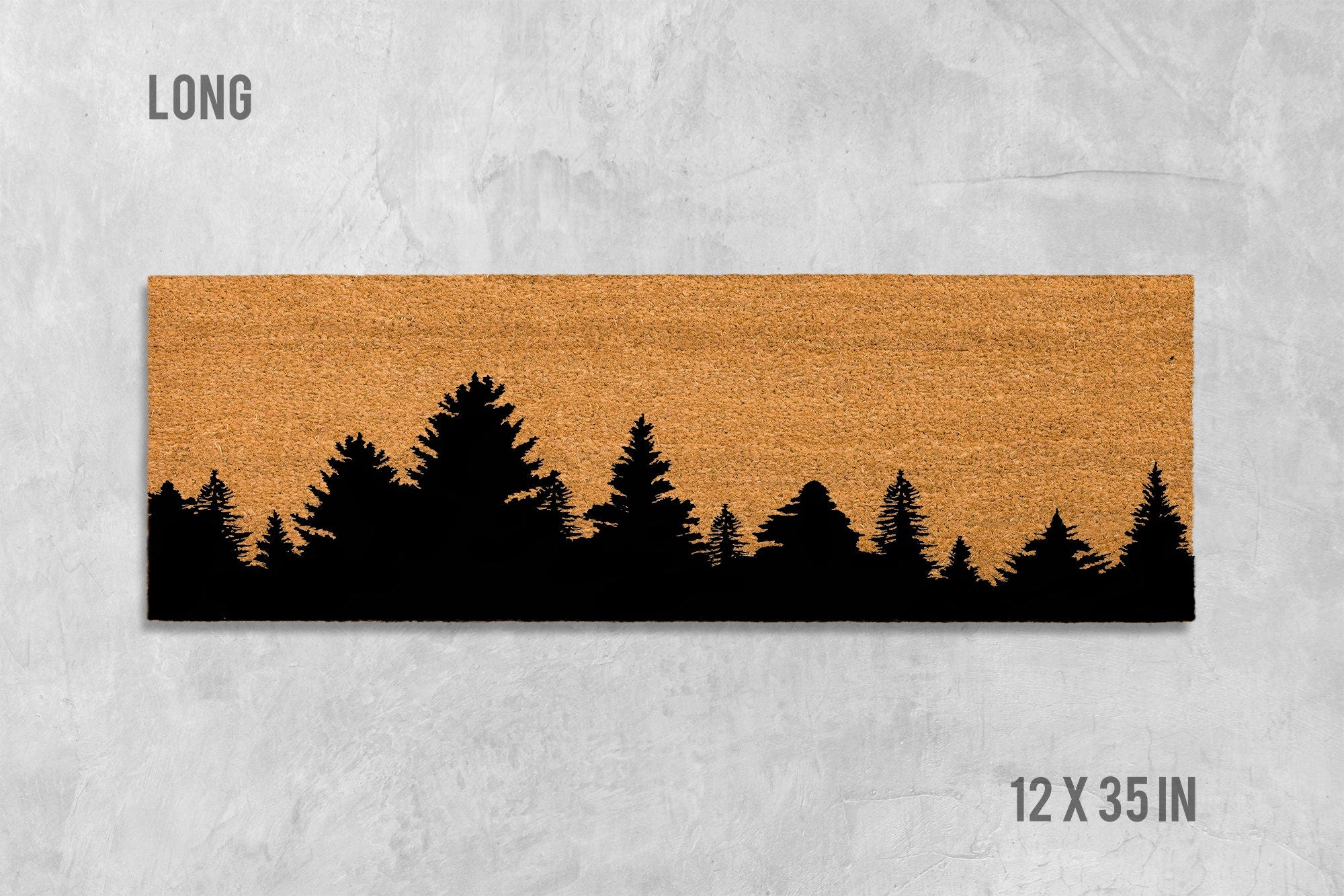 Doormat with Tree Line Design: Natural Coir - Latex Backing