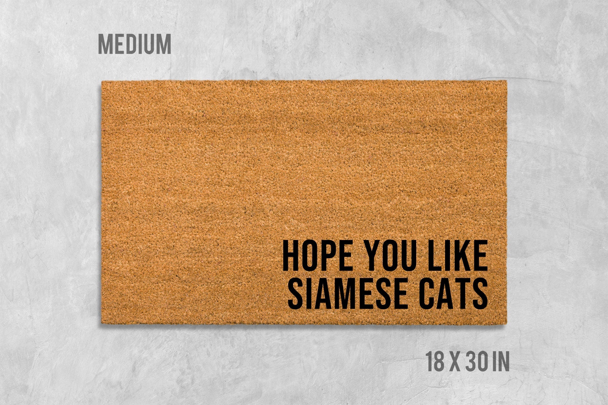Siamese Cat Doormat: Natural Coir, Funny Welcome Mat