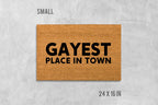 Funny Doormat: Gay Pride 'Gayest Place in Town' (Coir, Latex)
