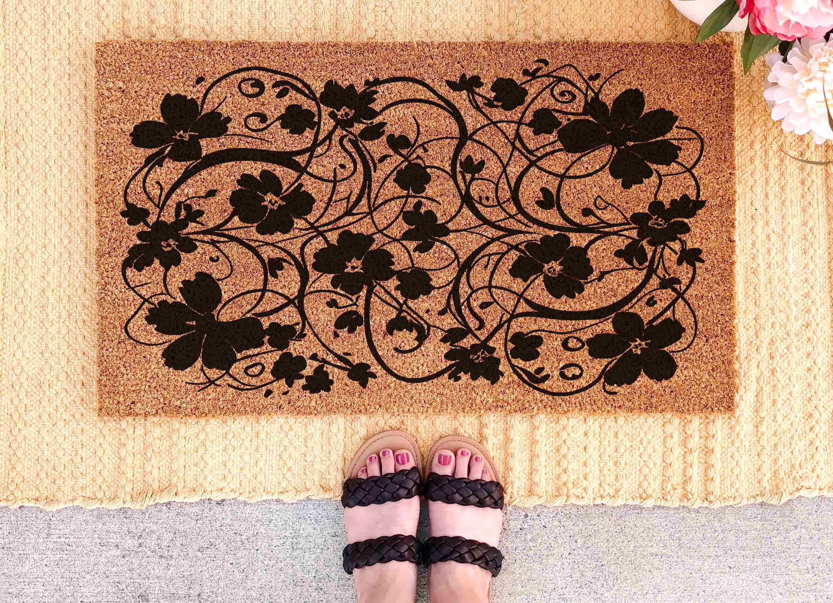 Flower Doormat Modern Doormat Pattern Floral Decor Flowers Door mat Summer Decor Front Door Decor Flowers Doormat Closing Gift Idea Unique