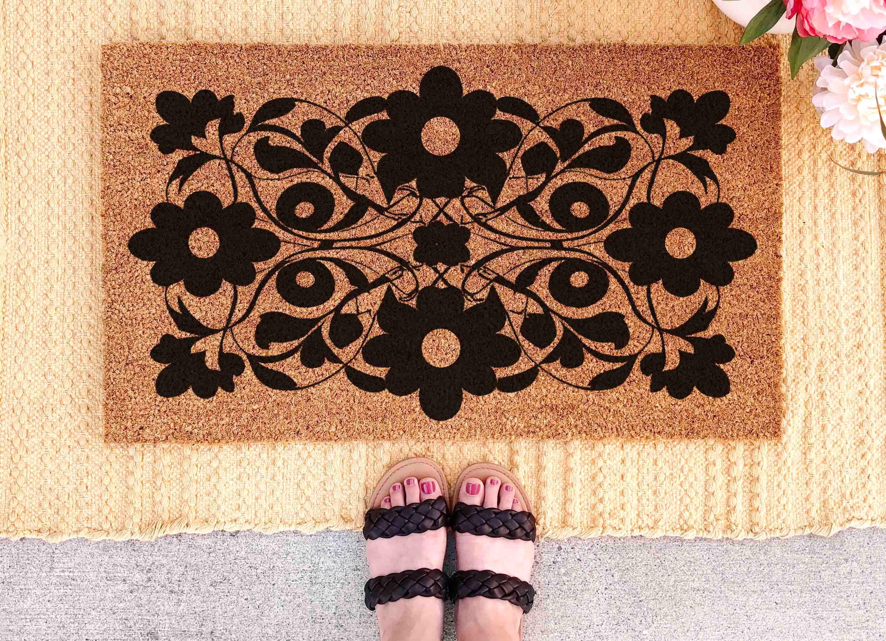 Flower Doormat Modern Doormat Pattern Floral Decor Flowers Door mat Summer Decor Front Door Decor Flowers Doormat Closing Gift Idea Unique