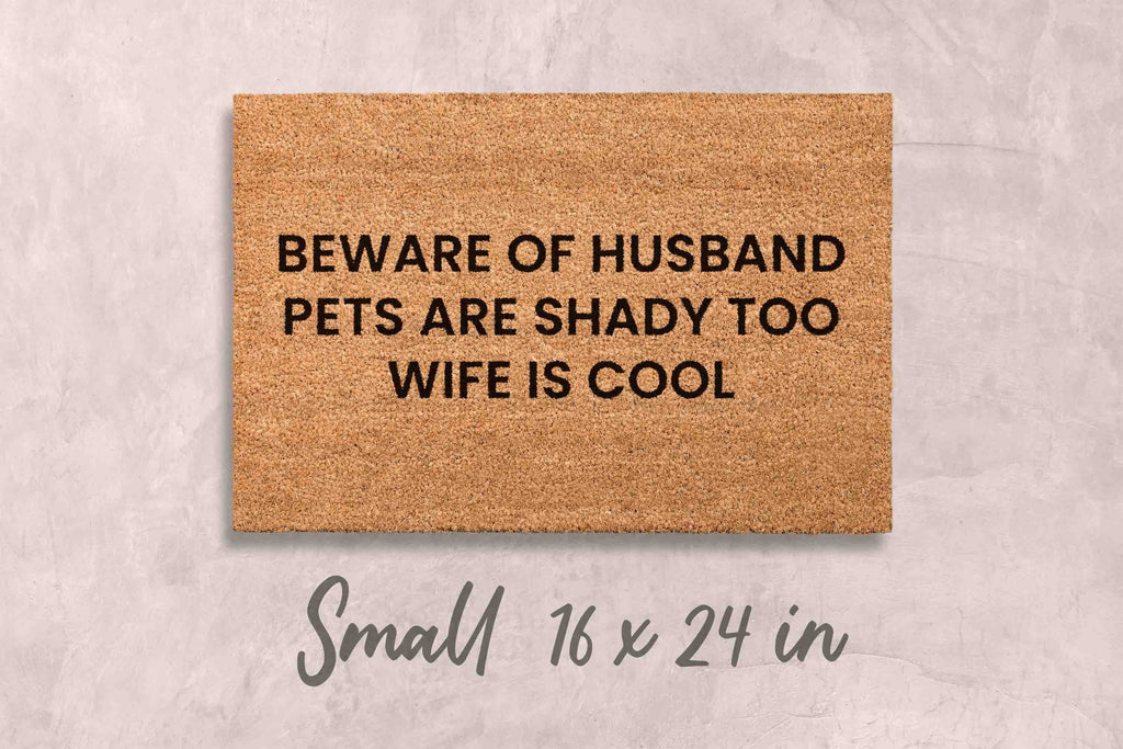Beware of Husband Doormat Funny Doormat Custom Doormat Custom Welcome Mat Funny Gift Housewarming Gift Home Decor Funny Gift for Family Name