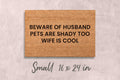 Beware of Husband Doormat Funny Doormat Custom Doormat Custom Welcome Mat Funny Gift Housewarming Gift Home Decor Funny Gift for Family Name