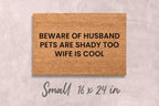 Beware of Husband Doormat Funny Doormat Custom Doormat Custom Welcome Mat Funny Gift Housewarming Gift Home Decor Funny Gift for Family Name