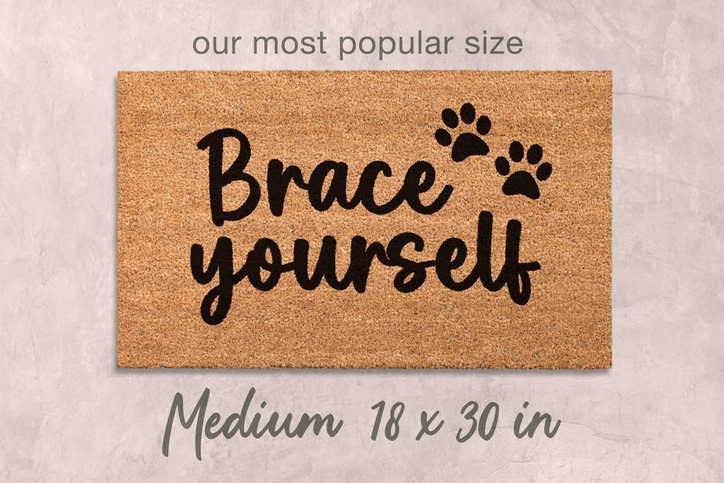 Funny Custom Doormat, Brace Yourself Design (Natural Coir, Latex)