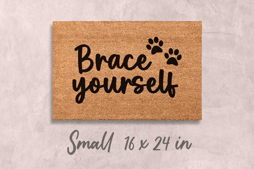 Funny Custom Doormat, Brace Yourself Design (Natural Coir, Latex)