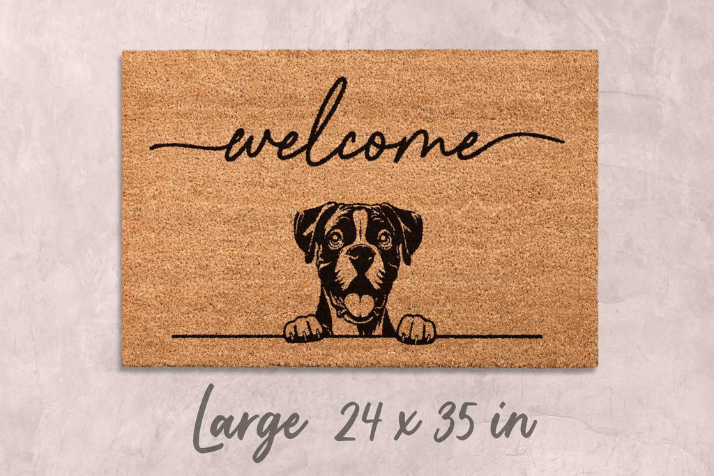 Boxer Doormat: Funny Dog Gift - Natural Coir, Latex Backing