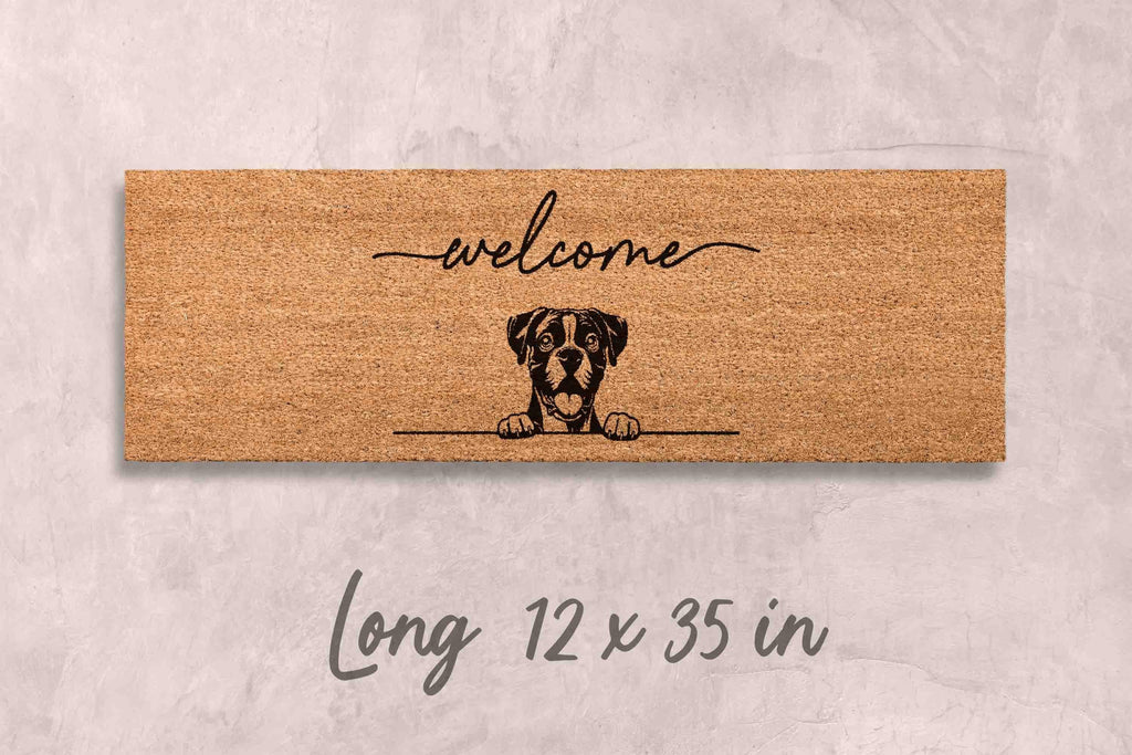 Boxer Doormat: Funny Dog Gift - Natural Coir, Latex Backing