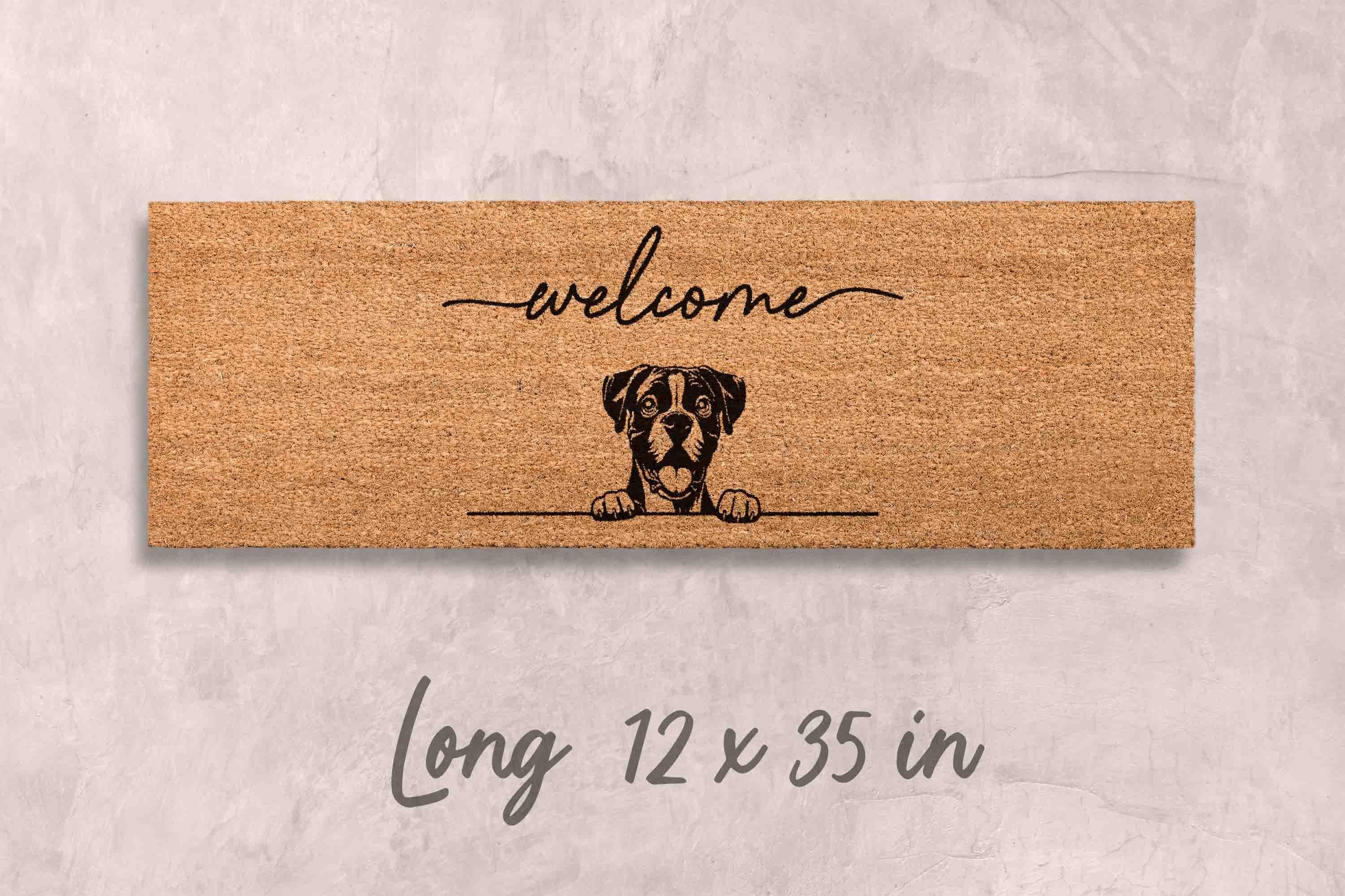Boxer Doormat: Funny Dog Gift - Natural Coir, Latex Backing