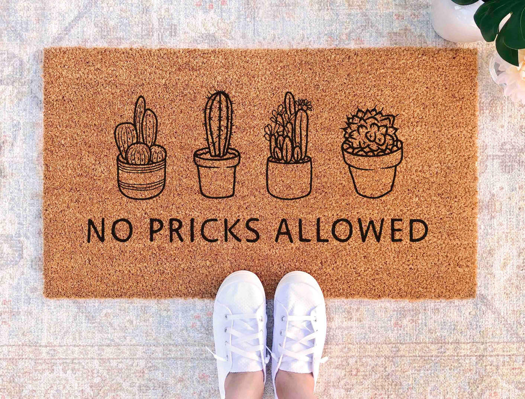No Pricks Allowed Doormat Cactus Doormat Funny Door Mat Funny Welcome Mat Cactus Welcome Mat Unique Silly Doormat Pricks Welcome Mat Cactus
