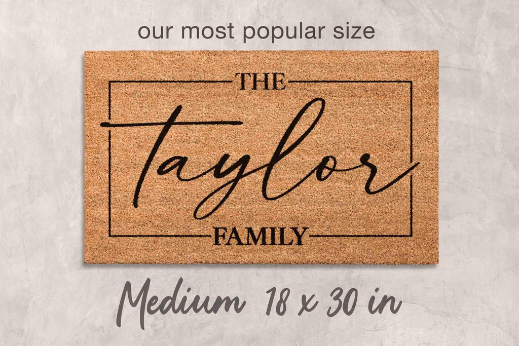 Custom Family Name Doormat: Natural Coir - Latex Backing