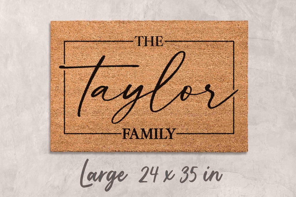 Custom Family Name Doormat: Natural Coir - Latex Backing