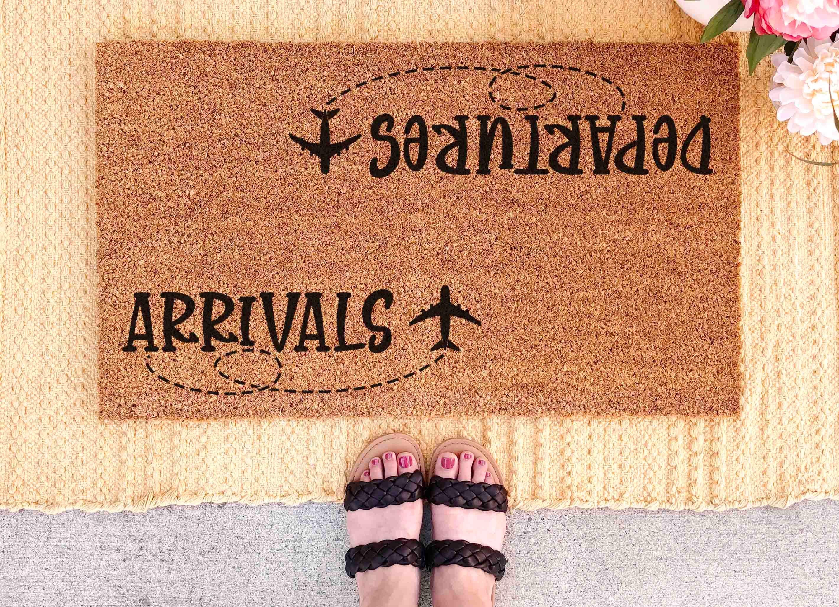 Pilot Door Mat: Airplane Design - Natural Coconut Fiber