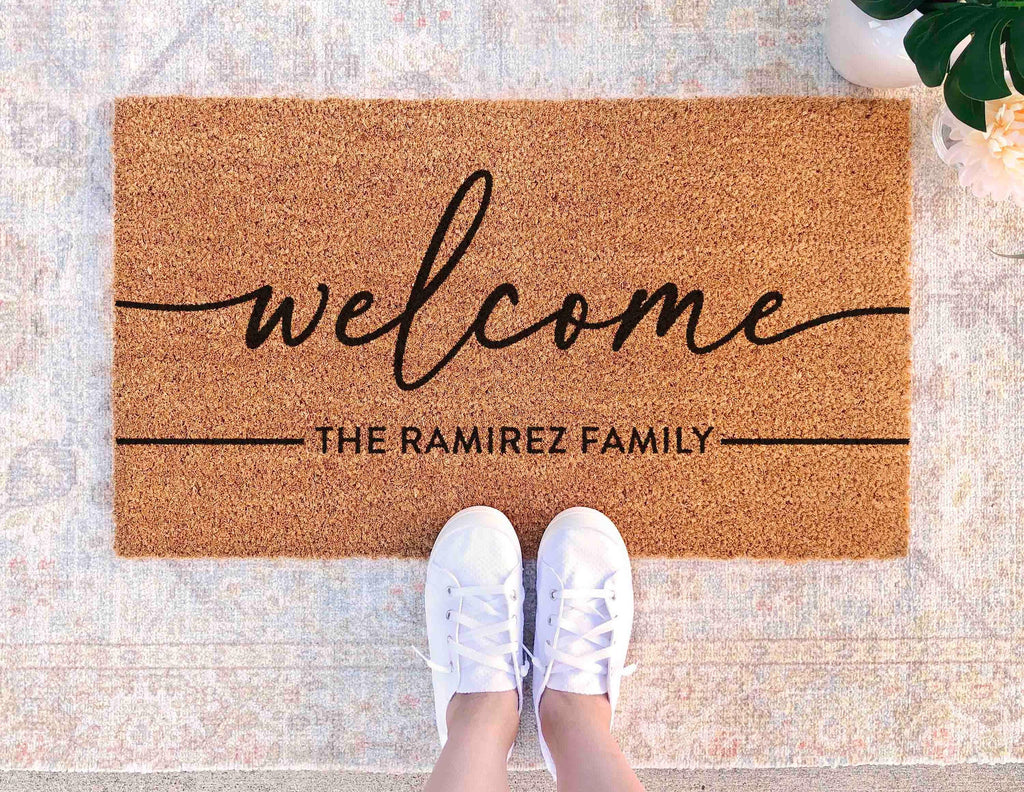 Personalized Last Name Doormat, Natural Coir (Housewarming Gift)