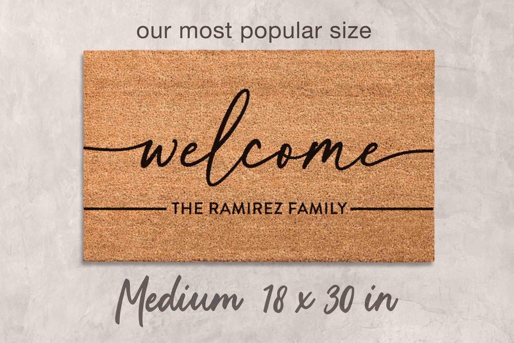 Personalized Last Name Doormat, Natural Coir (Housewarming Gift)