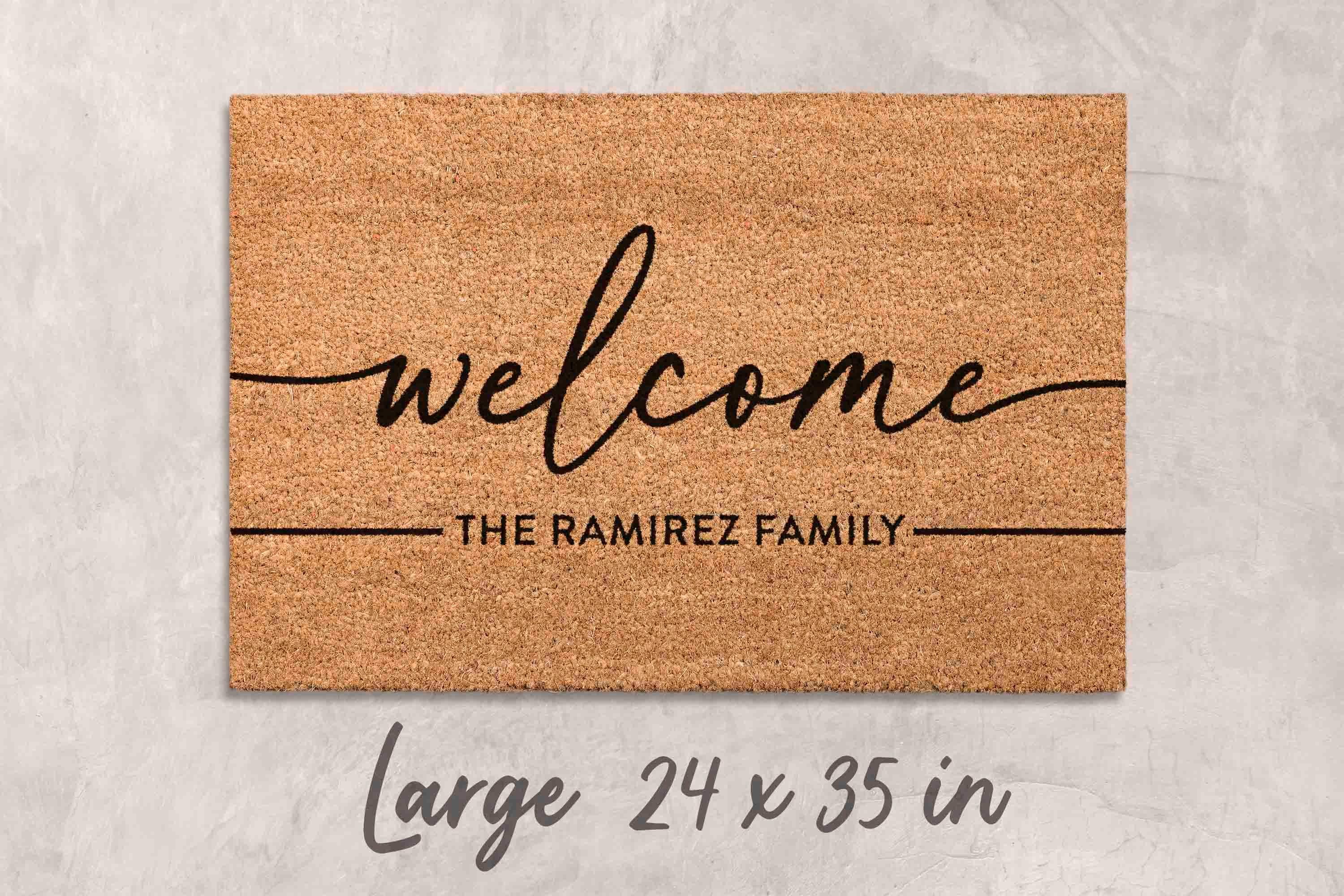 Personalized Last Name Doormat, Natural Coir (Housewarming Gift)