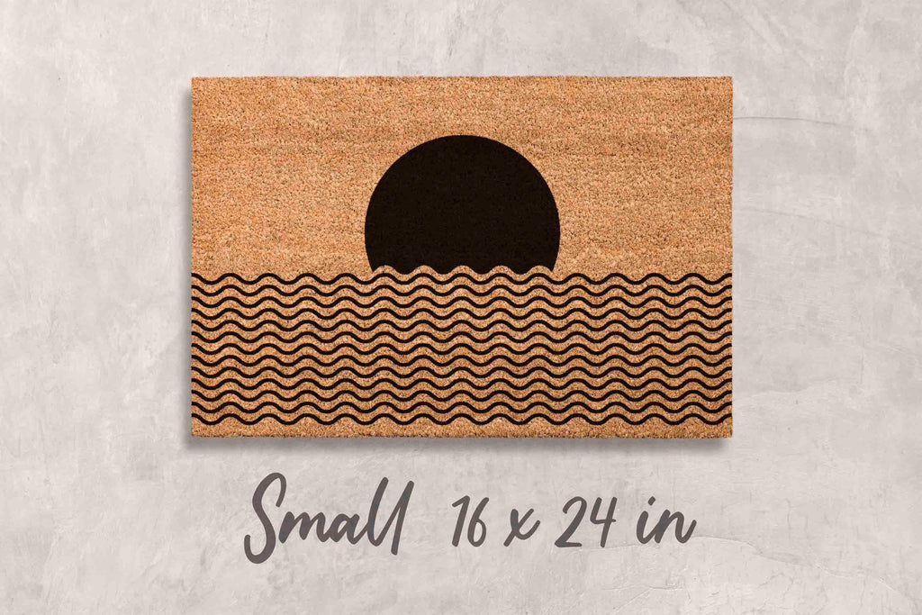 Midcentury Boho Doormat: Natural Coir, Minimalist Welcome Mat