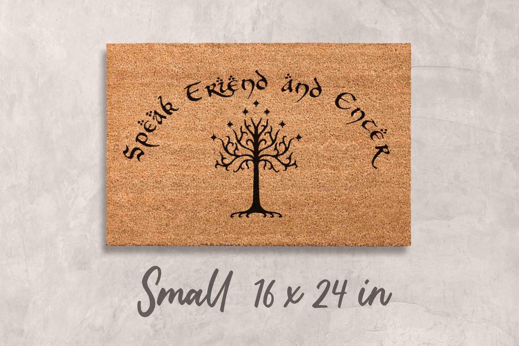 Speak Friend Doormat, Natural Coir, Funny Welcome Mat (Latex Backing)