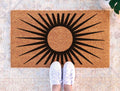 Boho Midcentury Sun Doormat, Natural Coir Fibers