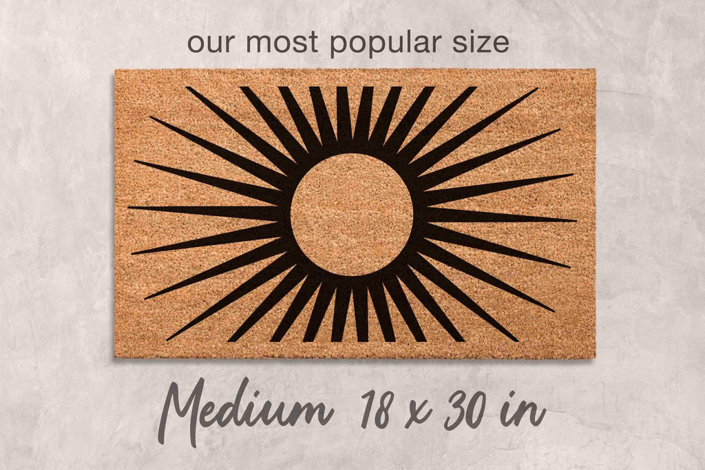 Boho Midcentury Sun Doormat, Natural Coir Fibers