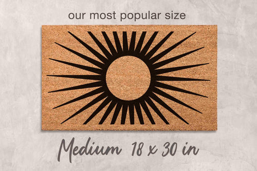 Boho Midcentury Sun Doormat, Natural Coir Fibers