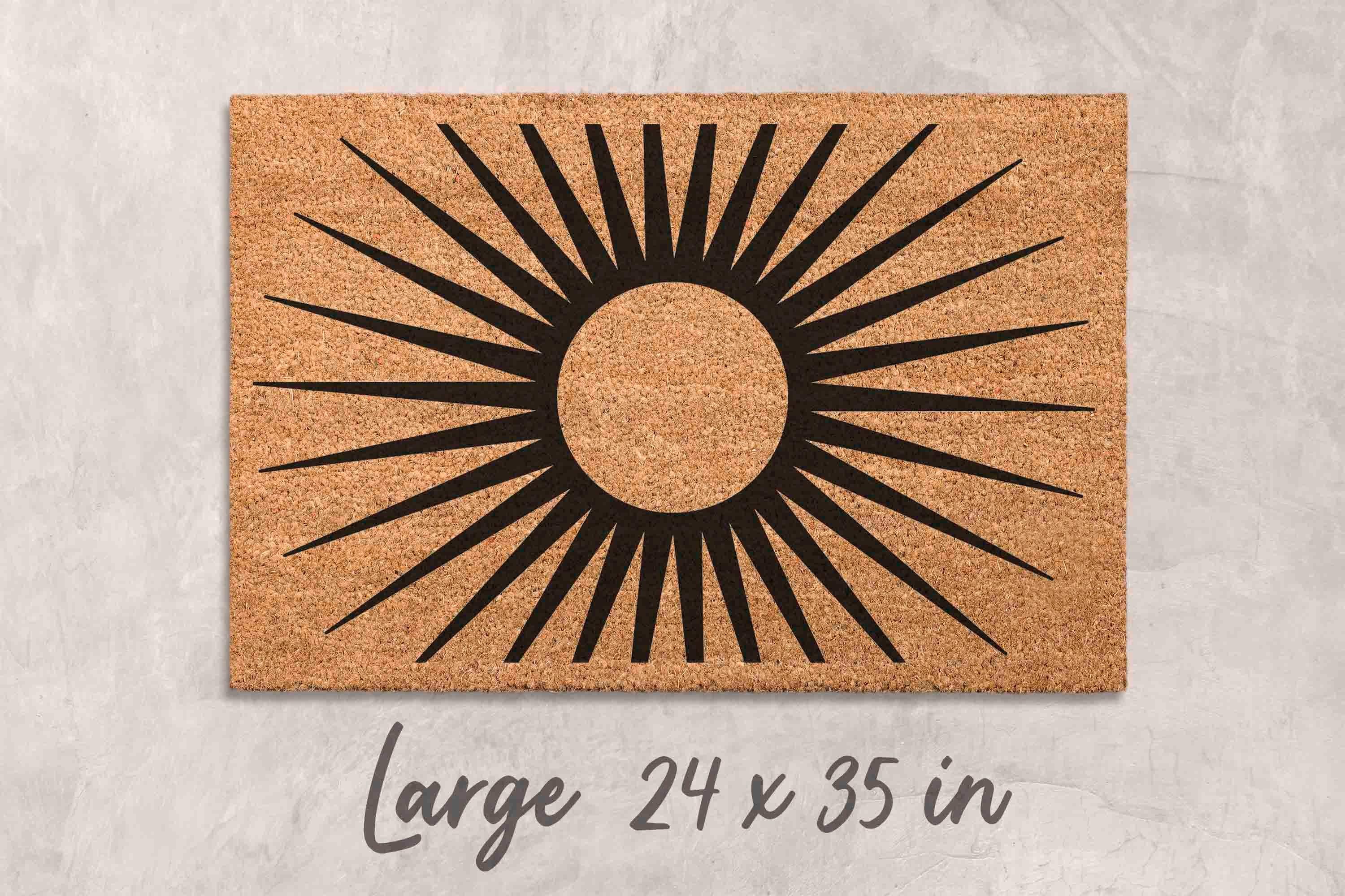 Boho Midcentury Sun Doormat, Natural Coir Fibers