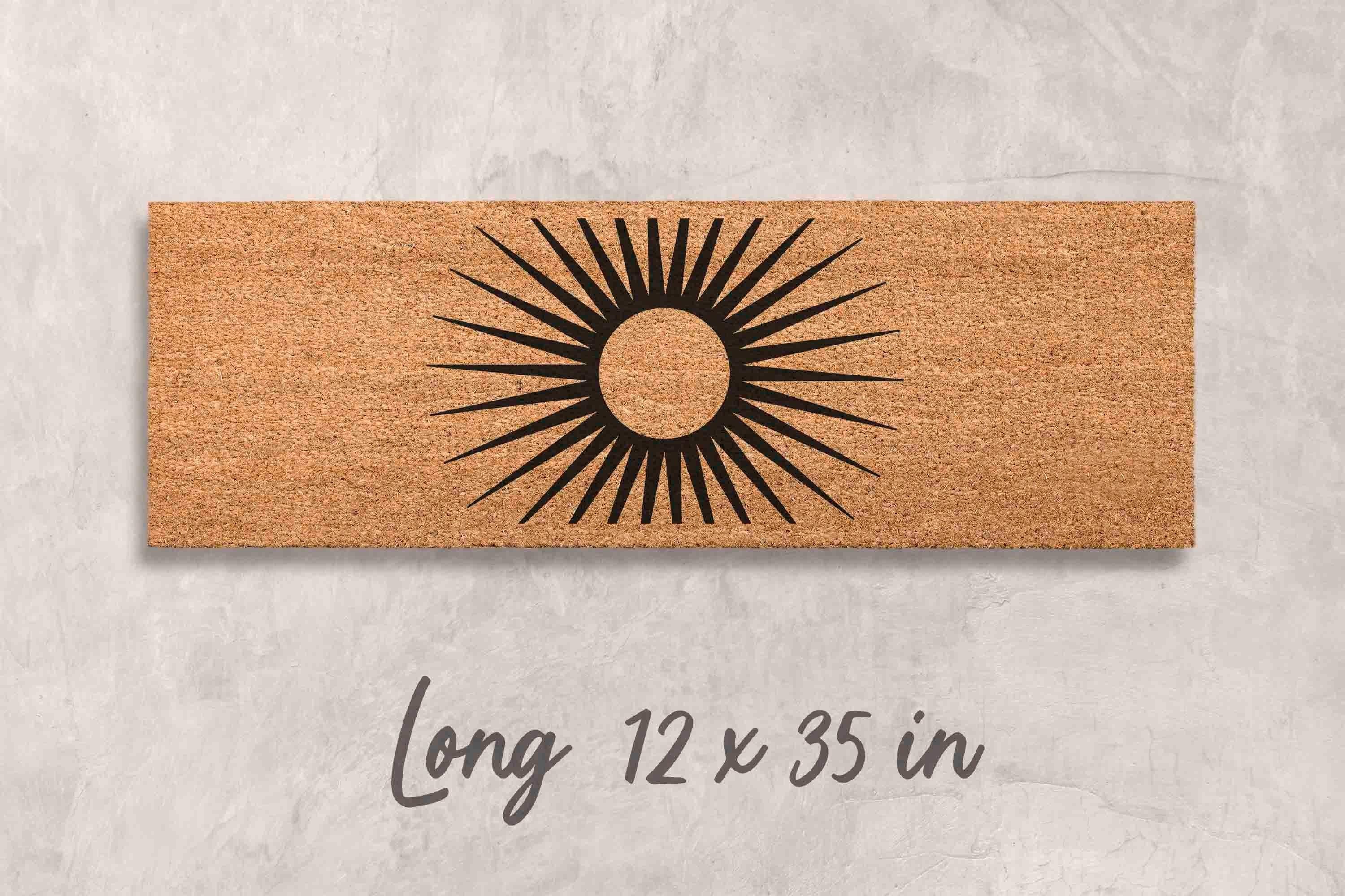 Boho Midcentury Sun Doormat, Natural Coir Fibers