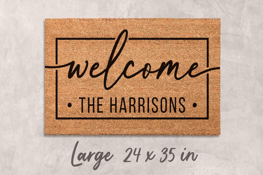Custom Welcome Mat: Personalized Family Name - Natural Coir Fiber