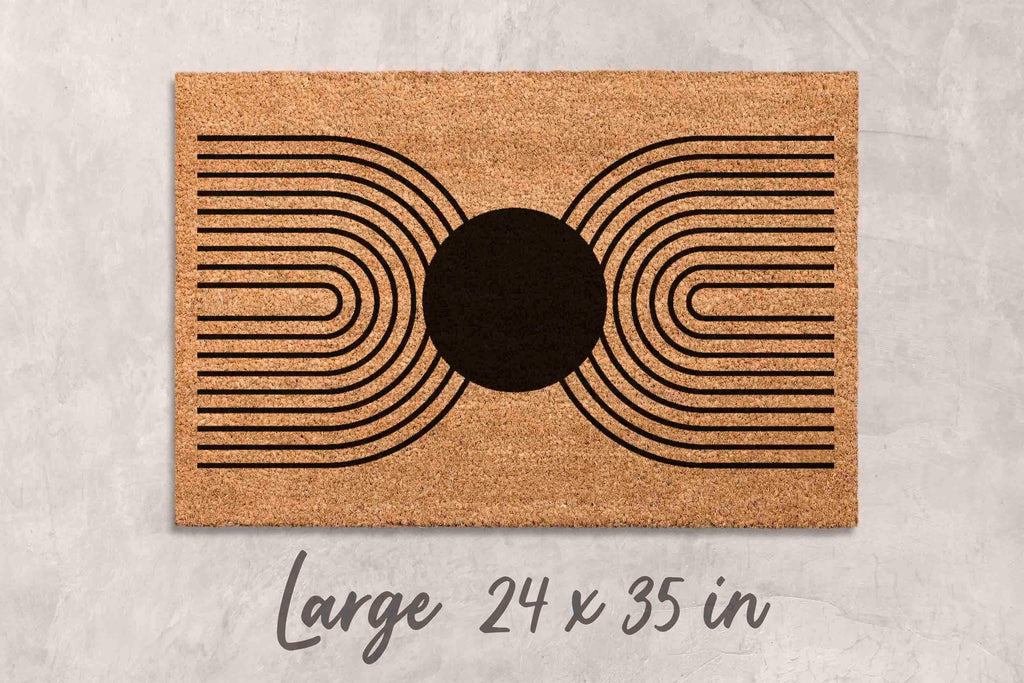 Midcentury Boho Doormat: Natural Coir, Minimalist Welcome Mat