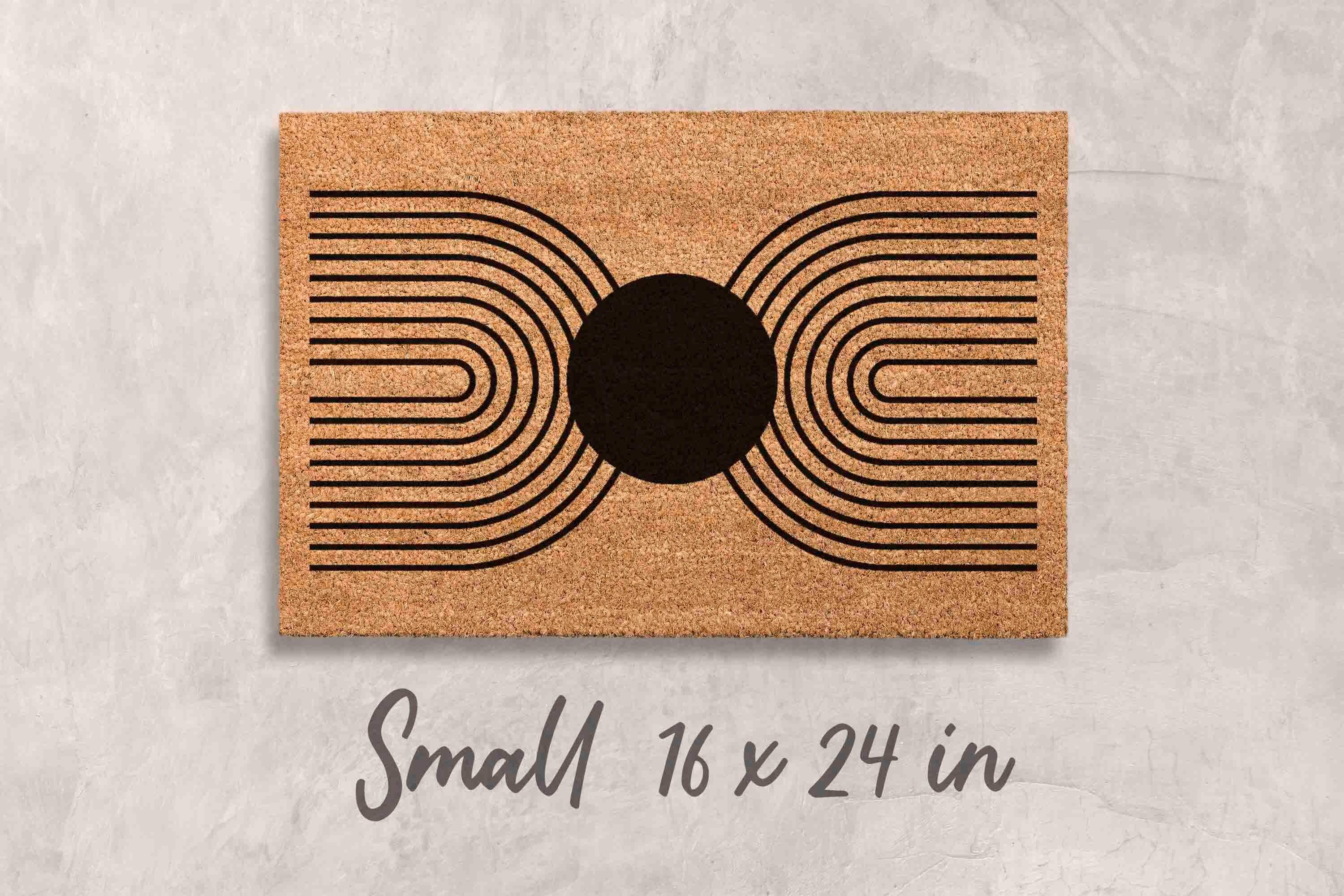 Midcentury Boho Doormat: Natural Coir, Minimalist Welcome Mat