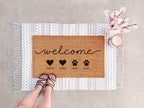 Personalized Dog Doormat: Custom Family Name - Natural Coir Fiber