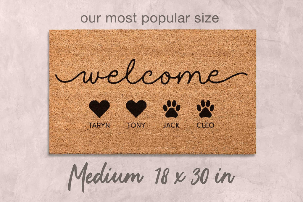 Personalized Dog Doormat: Custom Family Name - Natural Coir Fiber